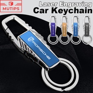Porsche Car Keychain Simple Metal Pendant Keyring Fashion Laser Engraving Key Chain For Cayenne 911 