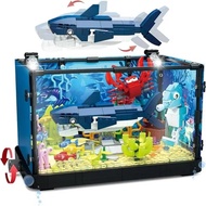 Fish Tank Building Block Compatible with Sets for Adult, Lighting Aquarium Including Marine Life and Succulent, STEM