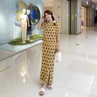 baao  Bangkok Knit Polka Dots Round Neck Top And Skirt Coordinates terno