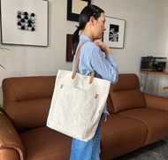 日系真皮帆布包 大號托特包 可裝15吋筆記型電腦