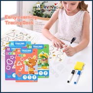BEVAVAR Pen Control Training For Kids Reusable Magic Tracing Book Erasable Line Tracing Activity Boo