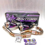 Knalpot CRF 150 - KLX 150 -D Tracker 150 Type Mp 2 Logo Ungu Leheran Atas Original Bintang Powerfull