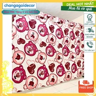 Ruffled sunshade curtain 1M8X1M/1M8X1M2/1M8X1M5/1M8X1M8/1M8X2M/1M8X2M8X2M2, pink heart bear pattern