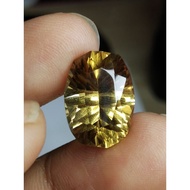 Golden Citrine Memonatural 16 x 12 x 8.5 mm 9.2 Ct Yellow Gold Amethyst Perfect Cushion Oval Cutting