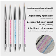 5 sets of professional nail art and painting pens, including flower pens, double headed drill pens, 