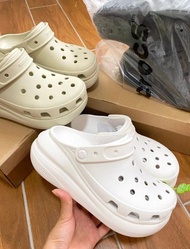 Crocs crush clog platform puff 泡芙 雲朵 黑色 白色 骨白色 粉紅色 厚底 涼鞋 拖鞋