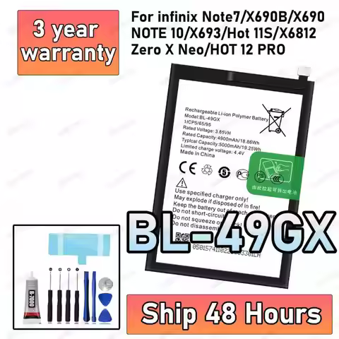 100% New High Quality BL-49GX Battery For infinix Note 7/X690B/X690/ NOTE 10/HOT 11S/ HOT 12 Pro Rep