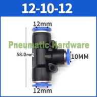 Pneumatic Fitting Tee Reducer Connector T Hose 12mm to 10mm KG57