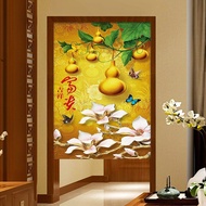 Feng Shui Door Curtain Chinese Style Door Curtain Partition Curtain Aisle Half Curtain Entrance Fabric Hanging Curtain Kitchen Half C