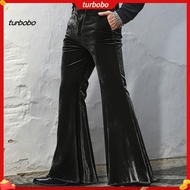 turbobo Men's Retro 70s Bell Bottom Velvet Pants – Casual Loose-fit Flared Trousers for Party Street