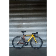 Elves Falath Pro Disc Chameleon Brown & Lichen Green paired with Matte Lemon Yellow Road Bike Disc