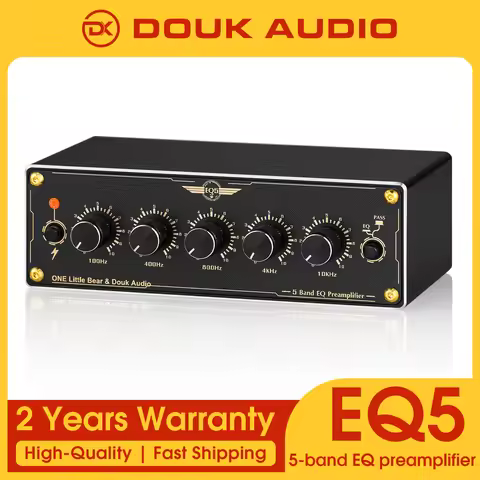 Douk Audio EQ5 Mini 2.0 Channel 5-Band EQ Preamp Analog Equalizer Stereo Pre-amplifier Home/Car Audi