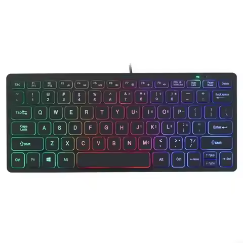 C90F LED Backlights Keyboard Corded Keypad 78Key Translucent Keycaps with Easy to Operate for Widely