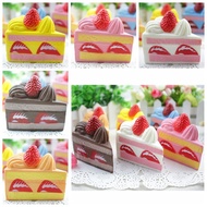 ✨Spot clearance✨8CM Strawberry Cake squishy toys Realistic Artificial Simulation Cake Dessert Model Home Staging Crafts