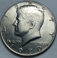 Big Koin JF Kennedy Half Dollar 50 cents 1980, 30,61mm Amerika USA