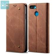Case For OPPO A5S A7 A12 Cover Fashion Retro Jeans Style Magnet Flip Leather Protective Case with St