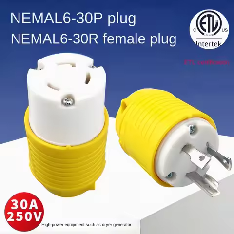 NEMA L6-30P L6-30R Locking Plug for Generator 30A 250V Cord Ends Male Plug ETL Certification 3 Prong