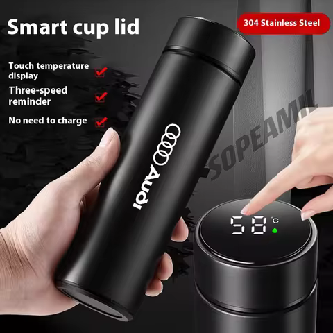 500ML Car Vacuum Cup Thermos Mug Temperature Display Coffee Cup Audi A1 A3 A4 A5 A6 A7 A8 Q2 Q3 Q5 Q
