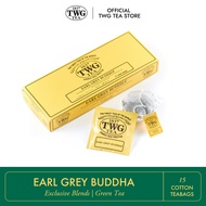 TWG Tea | Earl Grey Buddha, Green Tea Blend in 15 Hand Sewn Cotton Tea Bags in a Giftbox, 37.5g