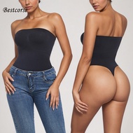 Bestcorse Seamless Strapless Shapewear Bodysuit Top For Women Plus Size Body Shaper Bodysuit Thong S