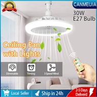 CANMEIJIA LED Ceiling Fan with Light E27 Smart Aromatherapy Fan Lamp Remote Control Silent 30W Ceiling Chandelier Lamp 3 Modes Wind Adjustable Home Lighting Fixture for Bedroom Kitchen Living Room Toilet