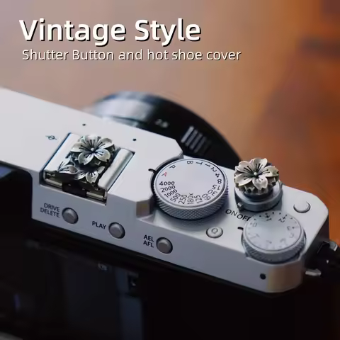 Retro Metal Camera Hot Shoe Cover Shutter Button Handcrafted for Fuji X-T5 X-T50 X-T30 X-M5 X-E5 XT4