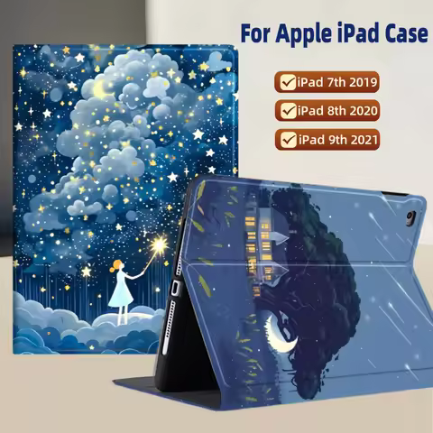Funda Kids Case For iPad 8th 9th Gen 2021 Cartoon-Print Book Flip Stand Tablet Cases For iPad iPad 7