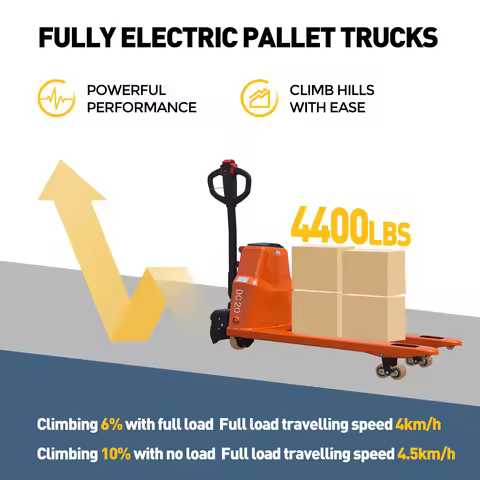 4400LBS Full Electric Pallet Jack 48V Li-ion Battery Walkie Pallet Truck 48Lx27W