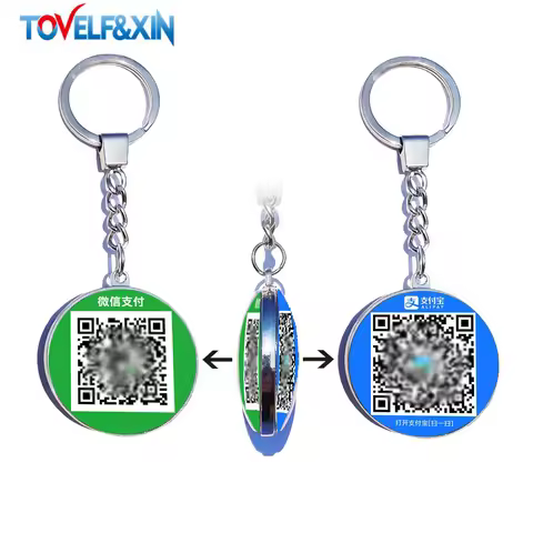 Custom QR code photo keychain personalized key ring pendant