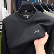 New Alo's in stock long sleeved T-shirt for men, loose and comfortable, elastic and high-end men's h