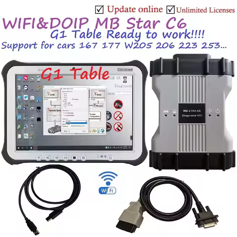 DOIP MB Star C6 Car Diagnostic Tool With Latest Software V2025.03 SD Connect C6 with G1 Tablet and E