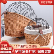 ST/🪁Processing Customized Pet Cage Bicycle Pet Basket with Lid Handmade Plastic Rattan Woven Seat Basket Removable and W