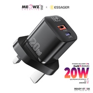 Essager Mini 20W GaN USB Type C Fast Charger PD QC3.0 For Mobile Phone & Tablets