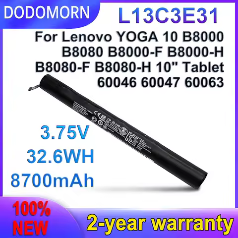 DODOMORN New L13D3E31 Battery For LENOVO YOGA 10" Tablet PC B8000 B8080 B8000-F B8000-H B8080-H B808
