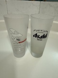 Asahi 朝日玻璃啤酒杯 2隻 (2 Asahi Beer Glasses)
