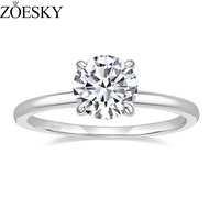 ZOESKY 1.5CT 925 Sterling Silver Engagement Rings Round Cut Solitaire Cubic Zirconia CZ Wedding Prom