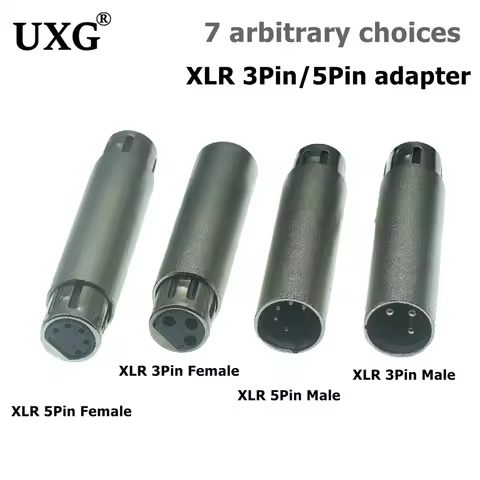 3Pin XLR To 5Pin DMX Metal Cased Converter Audio Lighting Adapter 3 Pin Male To 5 Pin Female 3 Pin F