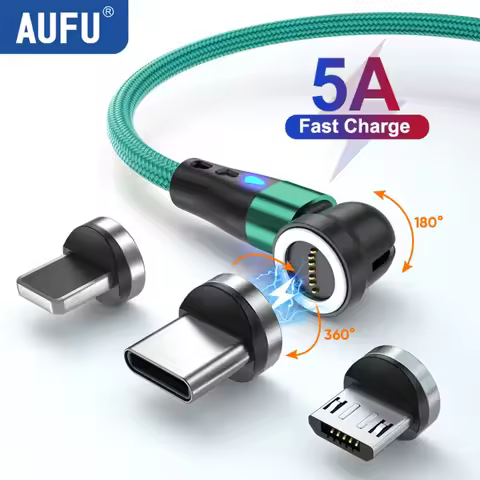AUFU 5A Magnetic Fast Charging Cable USB Type C Cable For iPhone 15 Samsung Huawei Xiaomi Magnet Cha