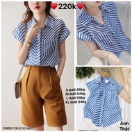 GSM0062 hottrend blue plaid pleated shirt