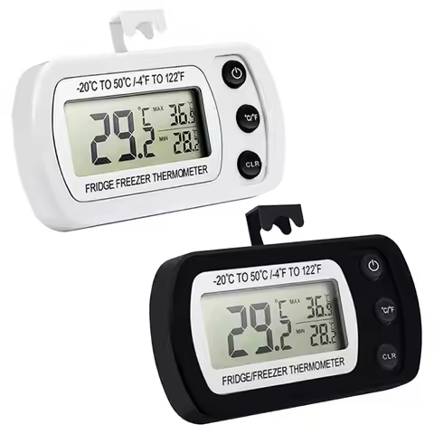 Digital Fridge Thermometer Large LCD Waterproof Refrigerator Freezer Thermometer Magnetic Back& Hook
