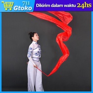 1.2/3M Twirling Twirl Ribbon Merah + Stick Fiber Alat Tari Tamborin Gereja Props Senam Ballet Pita T
