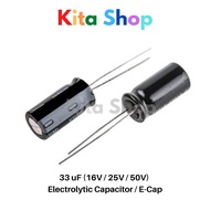 Electrolytic Capacitor / E-Cap : 33 uF ( 16V / 25V / 50V )