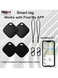 2入組apple Gps智能air Tag追蹤器藍牙智能標籤定位器 ,適用於寵物、行李、汽車鑰匙防丟閃訊,與“尋找我的ios系統”配合使用