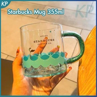 Starbuck ที่จับแก้ว Gelas Mug พร้อมสว่าน355มล. คลื่นทะเลสีฟ้าแก้วกาแฟ Gelas Kantor ดื่มถ้วยชากล่องของขวัญที่สร้างสรรค์