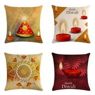 Multiple Styles Diwali Pillowcase Printed Cover 45*45cm Flax Deepavali Pillow Cover NEW