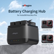 aMagisn 3-Port Charing Hub for Insta360 Ace/ Ace Pro Battery with SD Cards Slots &amp; Charging Cable, Insta360 Ace Pro Battery Charger Safe &amp; Fast Charging Station