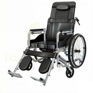 包送貨- 輪椅 【碳鋼車架】六檔全躺皮革（帶便盆） 可全躺代步便攜輪椅車帶坐便折疊輕便老人手推車