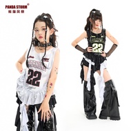 Ready Stock Girls Jazz Dance hiphop Trendy Cool Vest Trousers Suit Hip Hop Children Hip-hop Catwalk 