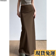 Taiwan Amyway Fascinating Old Brown Style Hot Girl Hip-Covered Long Skirt Women One-Piece Back Slit 