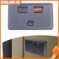 【FAIRLAND】Dual USB Charger Socket Power Outlet Panel with Switch, 12V-24V Port Car Charger